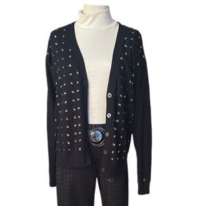 Black Cardigan with Gold Studs